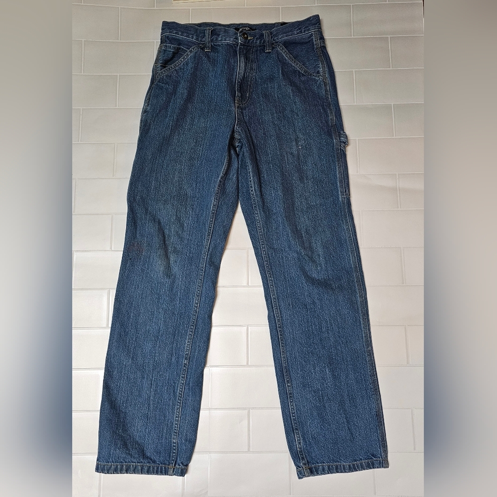 George Men’s Blue Jeans 30x32 Utility Back Strap Pockets